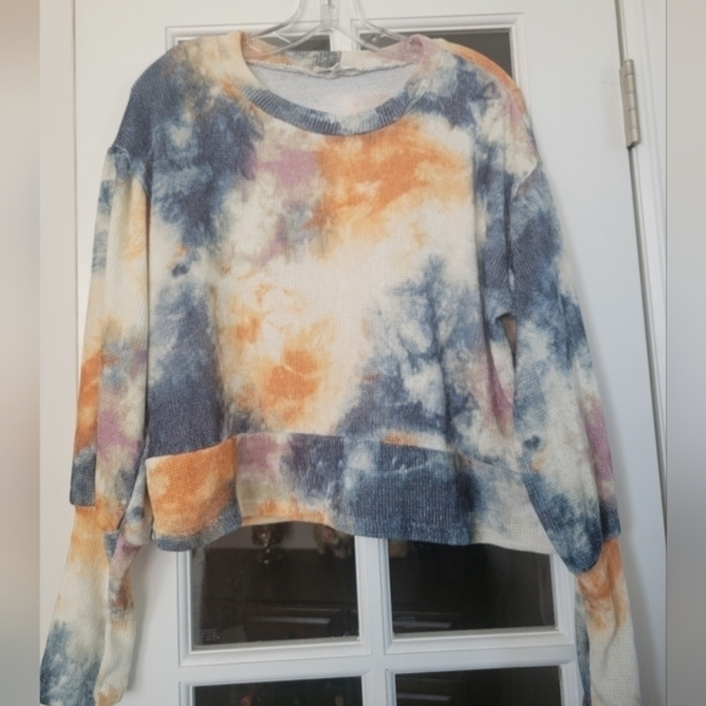 June and Hudson‎ Ballon sleeve cropped tie dye sweater Size 1 Junior